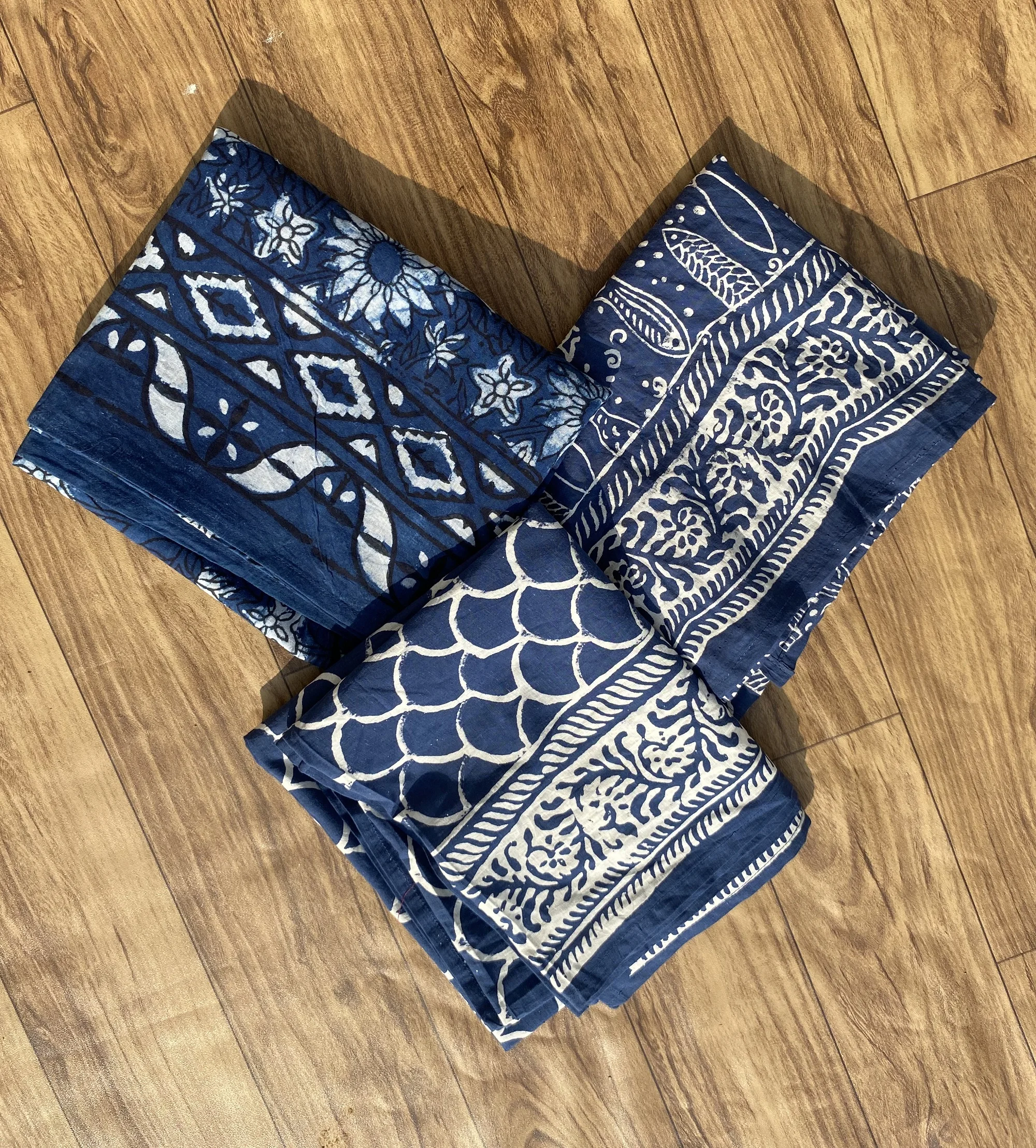 Premium Quality Indigo Blue Block Print Bohemian Pareo Wrap Sarongs Beach Cover Up Summer Scarves  Wholesale Price Sarong