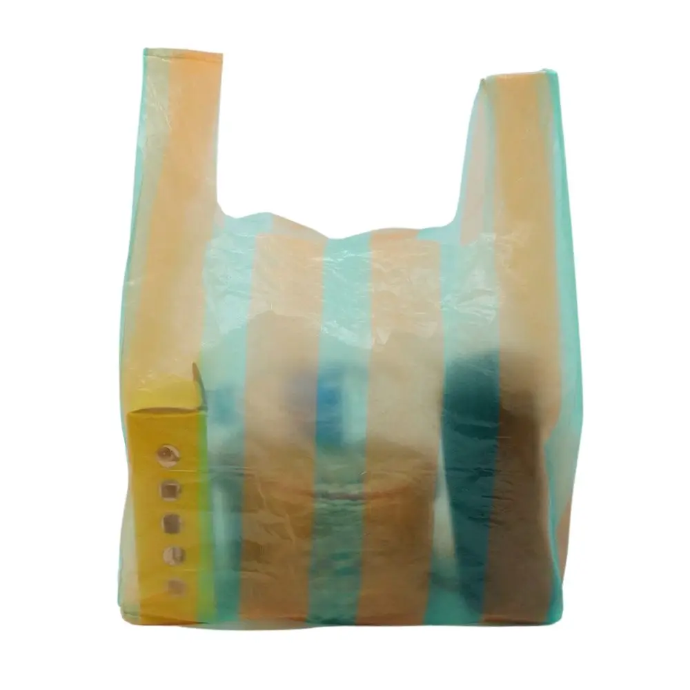 Hot Sale Logo Design Printed Striped T shirt Bag Multicolor Thickened Shopping T Shirt Vest Bag Grocery Bag for Packaging