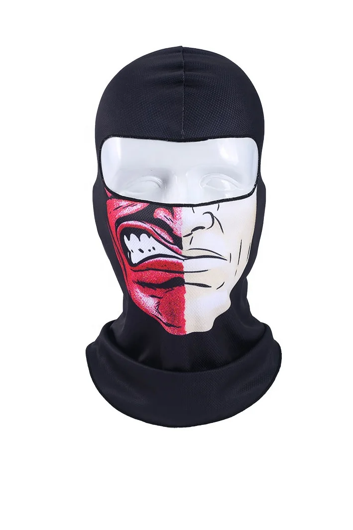 Custom Print Full Face Motorcycle Balaclava Skull One Hole Ski Mask in Fleece for Cycling and Sports