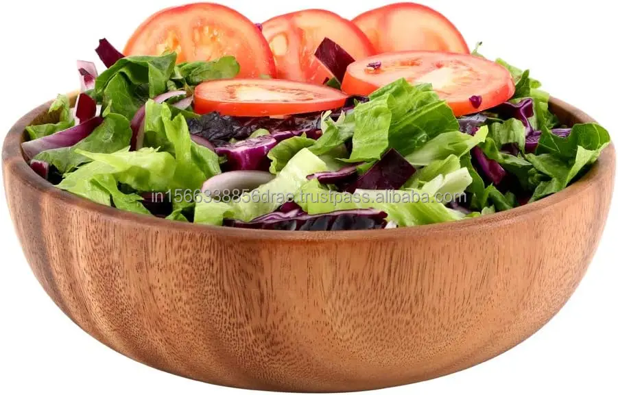 Super Quality Acacia Wood Serving Bowl Antique Fruit Salad Food Serving Bowl For Home Kitchen Decor Wholesale