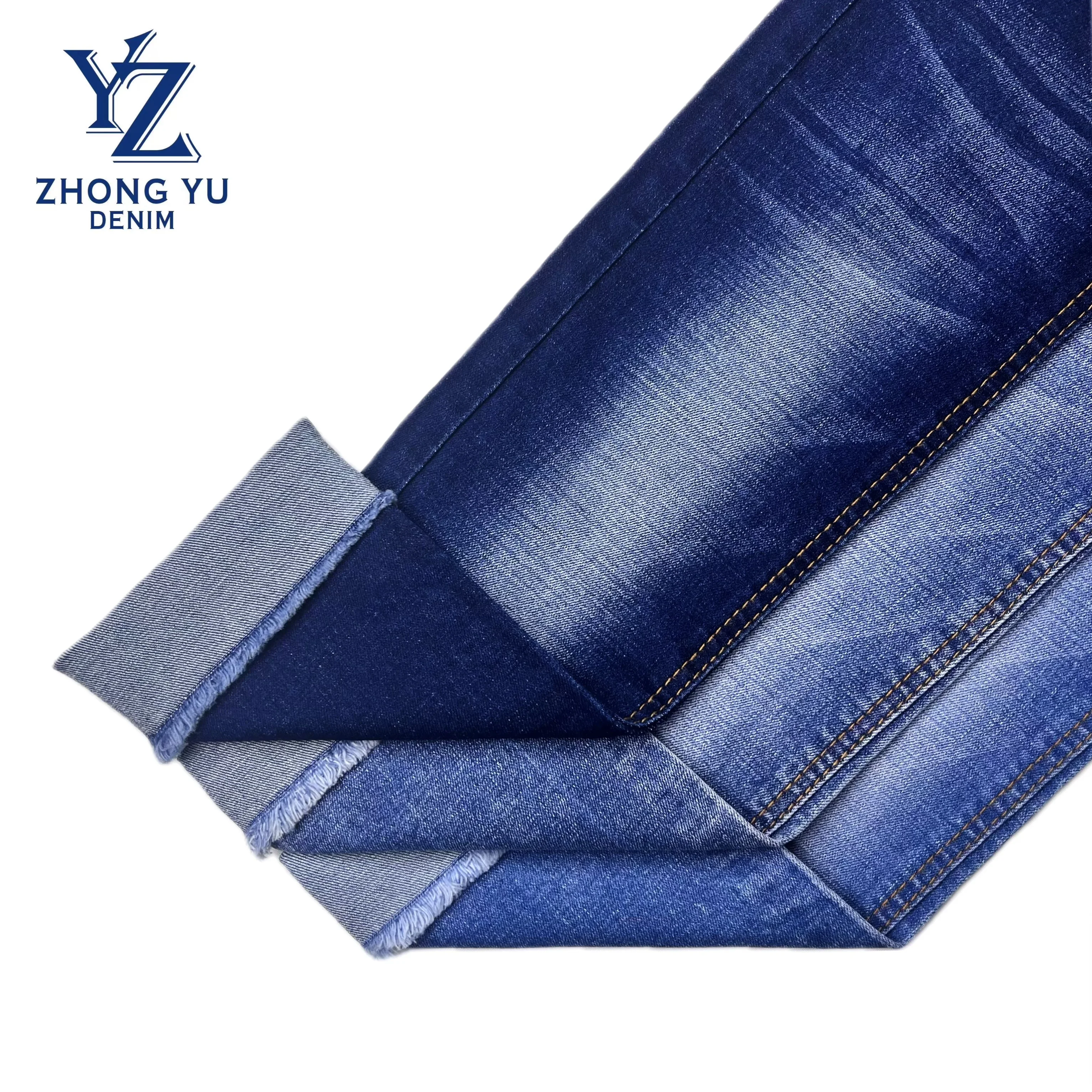 2024 High quality 180cm width 10+10sx16 TR spandex cotton stretch denim fabric for jeans stocks