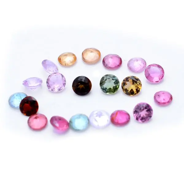 Natural multi tourmaline 3mm - 12mm round facet, multi tourmaline circle stone cut