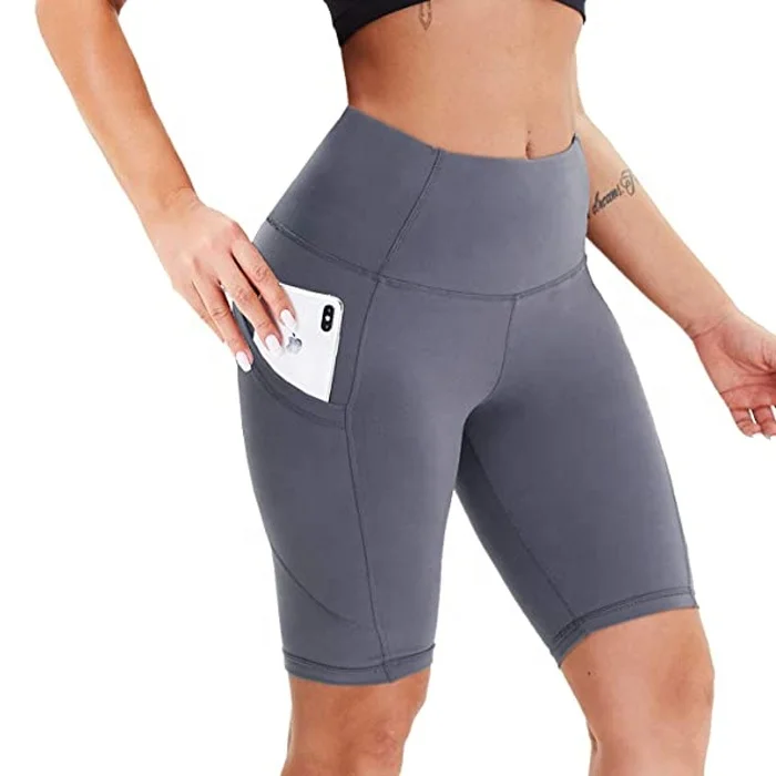 Wholesale Women Running Camo Printed Yoga Leggings With Pocket Spandex Sports High Waist Yoga Biker Shorts