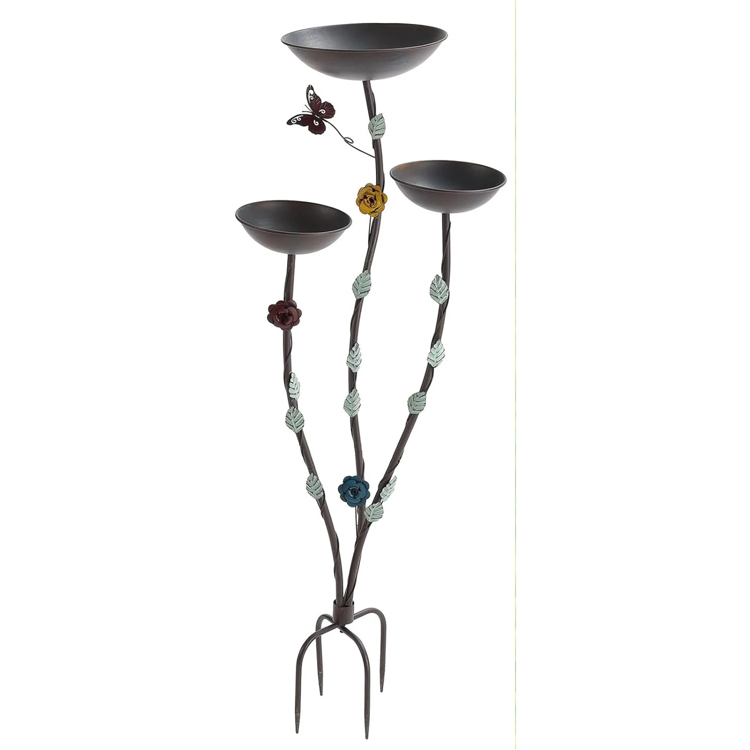 Bright Custom Wholesale Bird Bath Bird Feeder Prong Base Flame Copper Bowl for Garden Outside Yard Patio Decoration