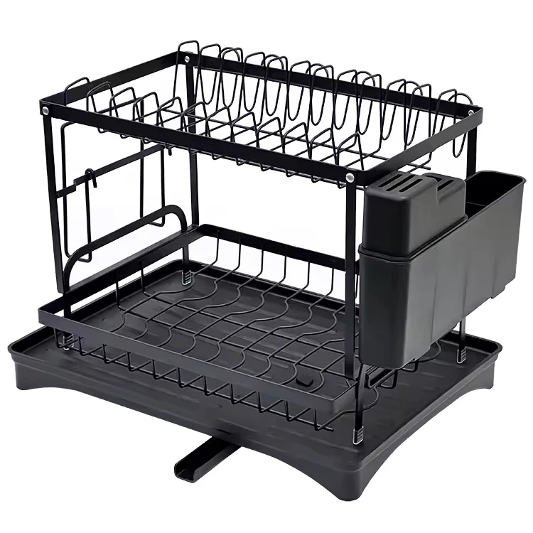 Подгонянный стеллаж из нержавеющей стали с дреной двухуровневый сушильный для посуды кухни