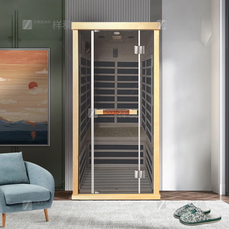 Classic Fashion Sauna 3-4 Person Sauna Room Wood hemlock  Infrared Sauna With Seven-color lamp