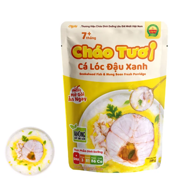 Top grade Snakehead Fish & Mung Bean Fresh Porridge ready to eat breakfast Variety flavors baby food meal made in Vietnam