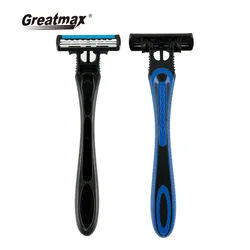 Бритва для лица, одноразовая бритва с тремя лезвиями и резиновой ручкой, Мужская бритва, бритва для мужчин, фабричная бритва на заказ