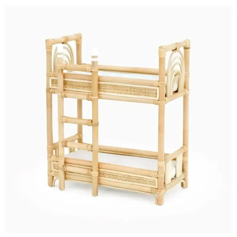 For baby toys doll accessories cute handmade rattan version Dolls Bunk Bed and kid furniture doll toys pretend play