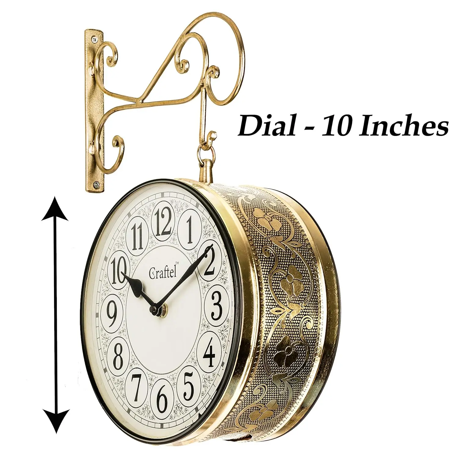 Antique Style Railway Station Clock Platform Hanging Wall Clock gold wall clock for Living Room Home Office 10 inch