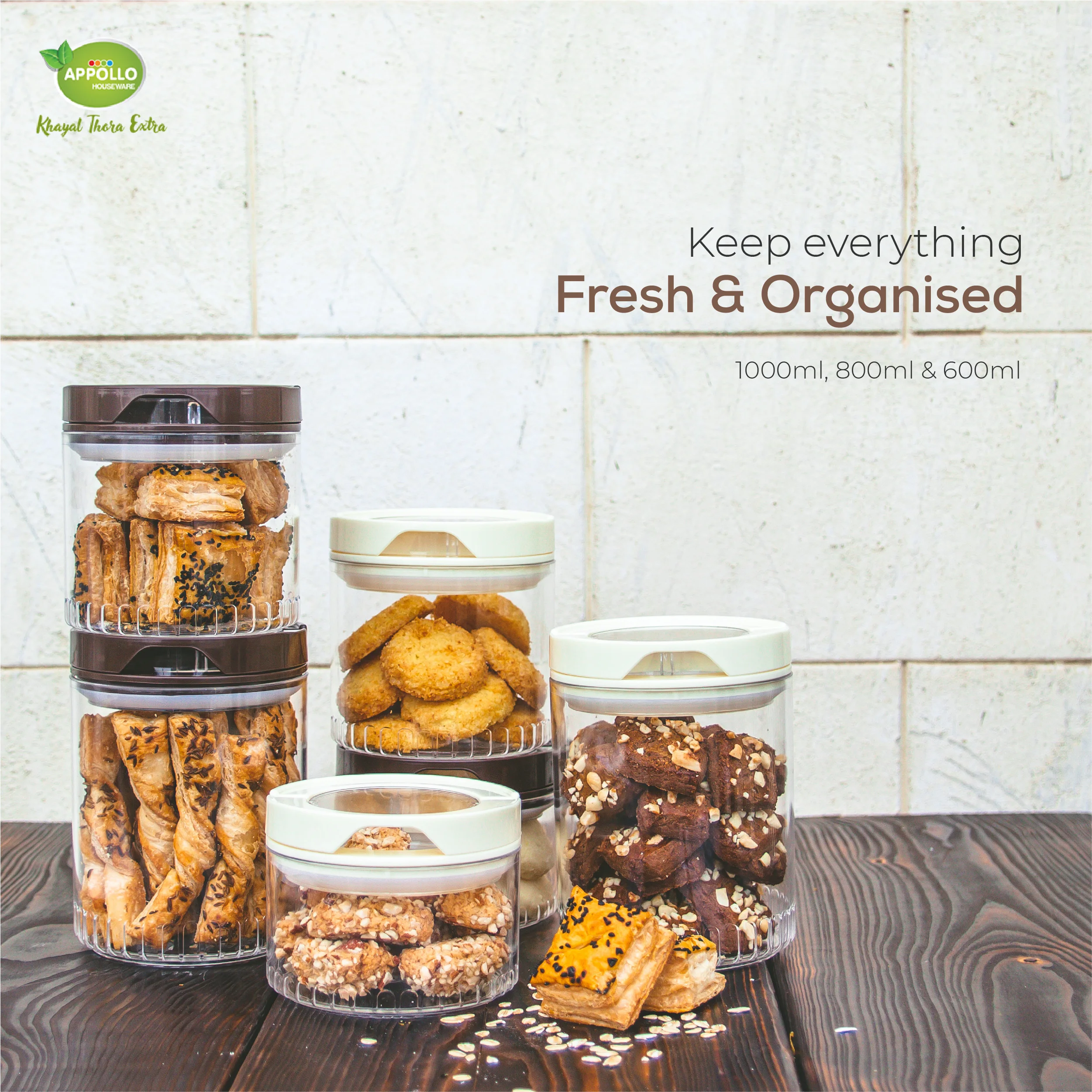 Candy Acrylic Jar Medium (800ml) Silicone Sealed BPA Free Food Grade Material