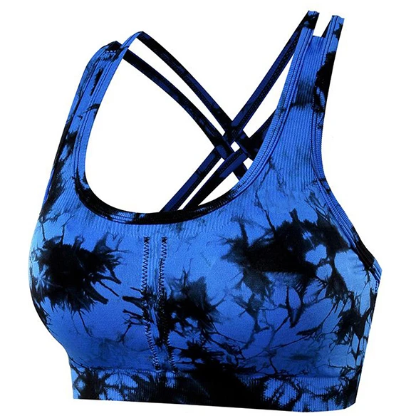 High quality Women Custom Sports Sublimation Digital Print Yoga cross back Push Up  comfortable Sport Bra