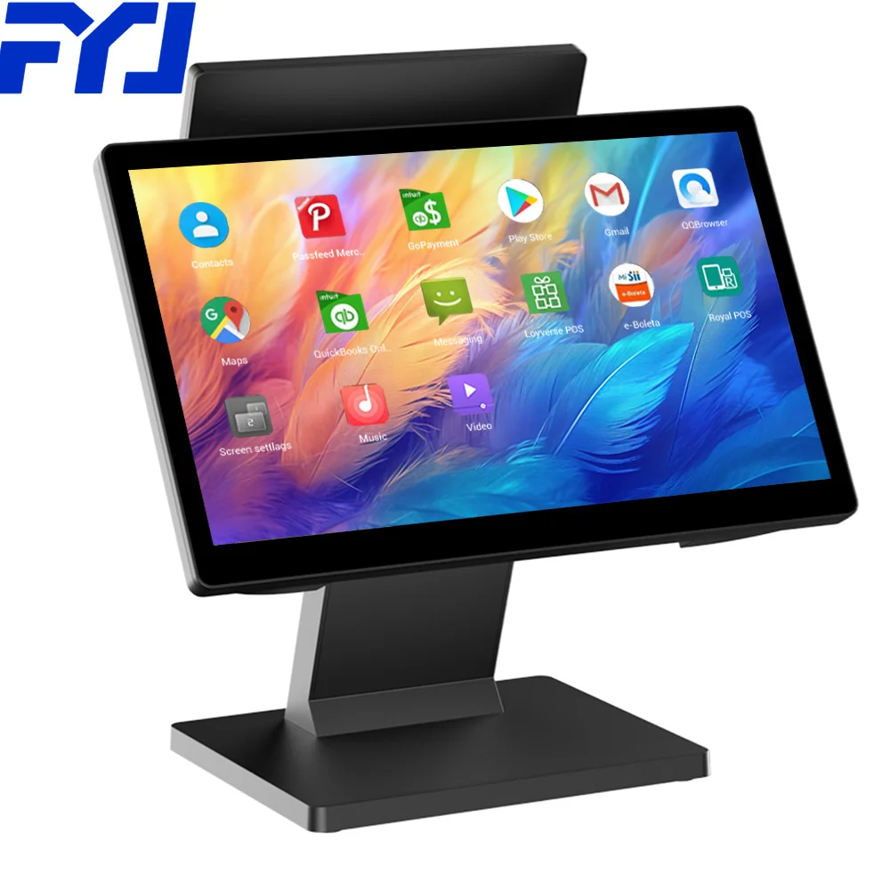 FYJ F2-6 15 6 'кассовый аппарат POS терминал Android Windows все-в-одном двойной сенсорный экран розничная продажа для гостиничного бизнеса