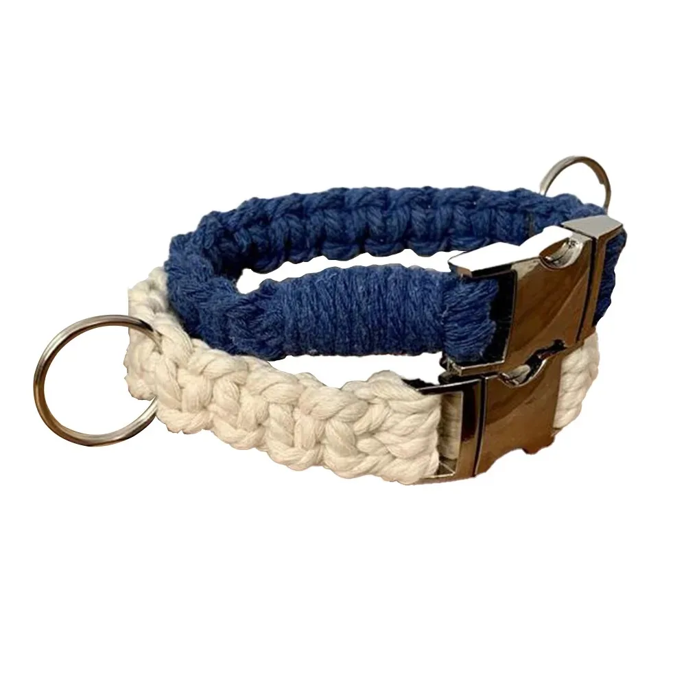 Paracord Dog Collar Unique Personalized Custom Hemp Handmade Pet Collar Natural Cotton Dog Collar