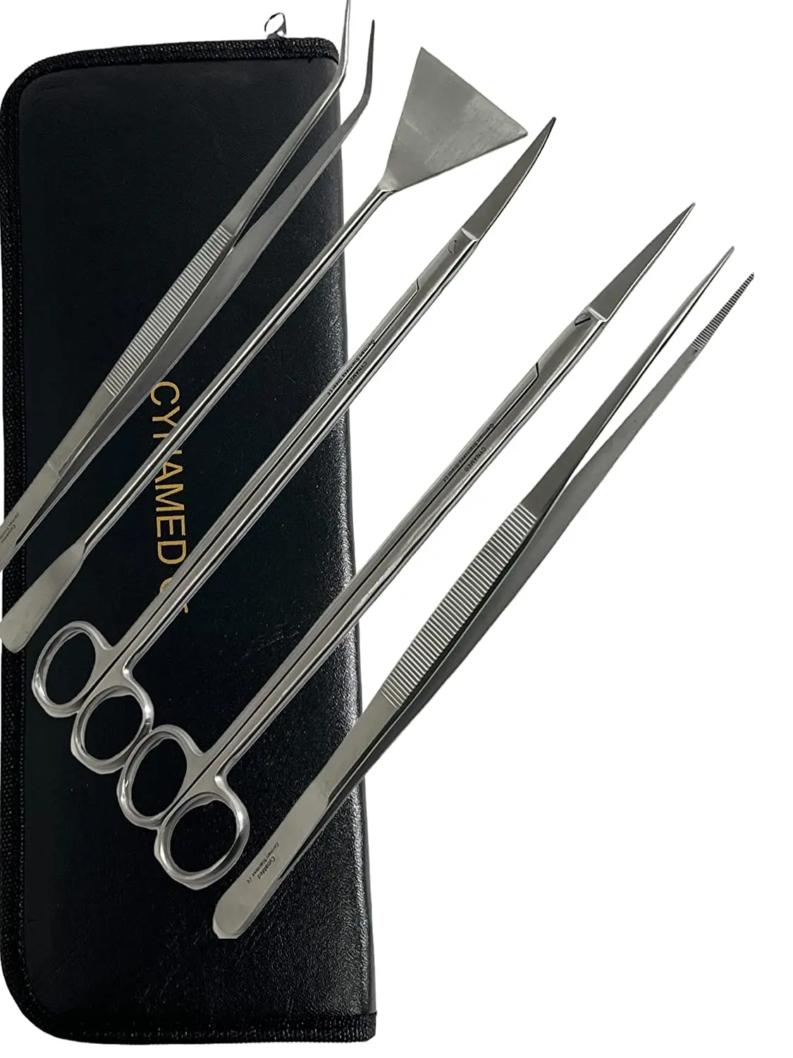 Aquarium Tools Kit 5 Pcs Set Stainless Steel Tweezers Scissor Spatula Multi Functional Aquarium Tank Tool Set for Fish Plant