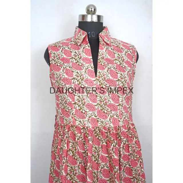 Floral Printed Indian Cotton Printed Dress Hand Block Printed Dress  Indian Tunics  Indian Cotton Long Gown