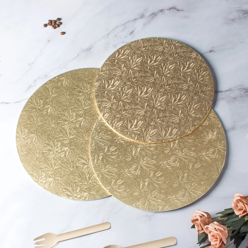 8/9/10/11/12/13/14/16 inches MDF Foil Paper Gold Cake Round Board Cake Drum for Bakery