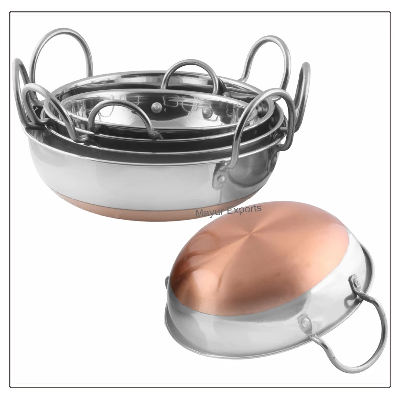 Stainless Steel Serving Dish with Copper base and handles