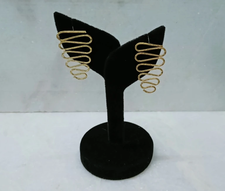 Brass Wire Gold Brass Post Earrings Fancy partywear Fashion Brass Metal Stud Earrings Black Antique gold