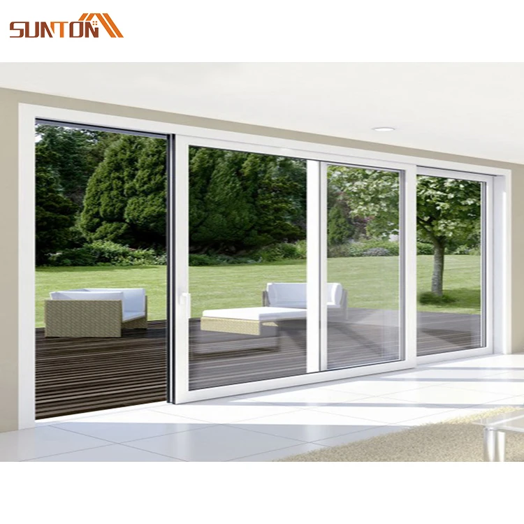 China supplier modern upvc profile frame windows and doors patio balcony upvc glass partition sliding french door with grill