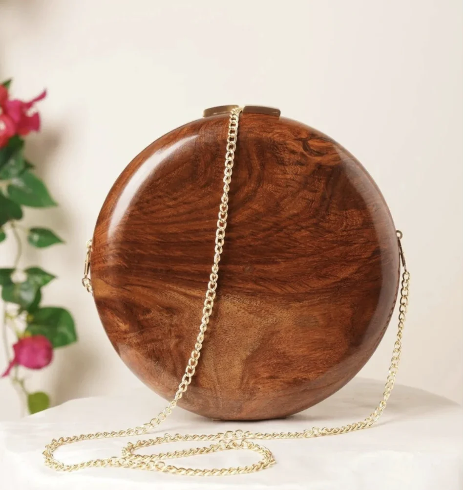 Wooden Women Clutch bag Indian Handmade Wooden Purse Customized Wooden Purse Ladies Purse by Antique Creation