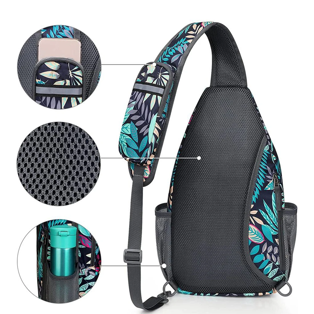 Male Multifunctional Waterproof Chest Strap Messenger Bag Practical Crossbody Shoulder Bags Light Feature Polyester Printed