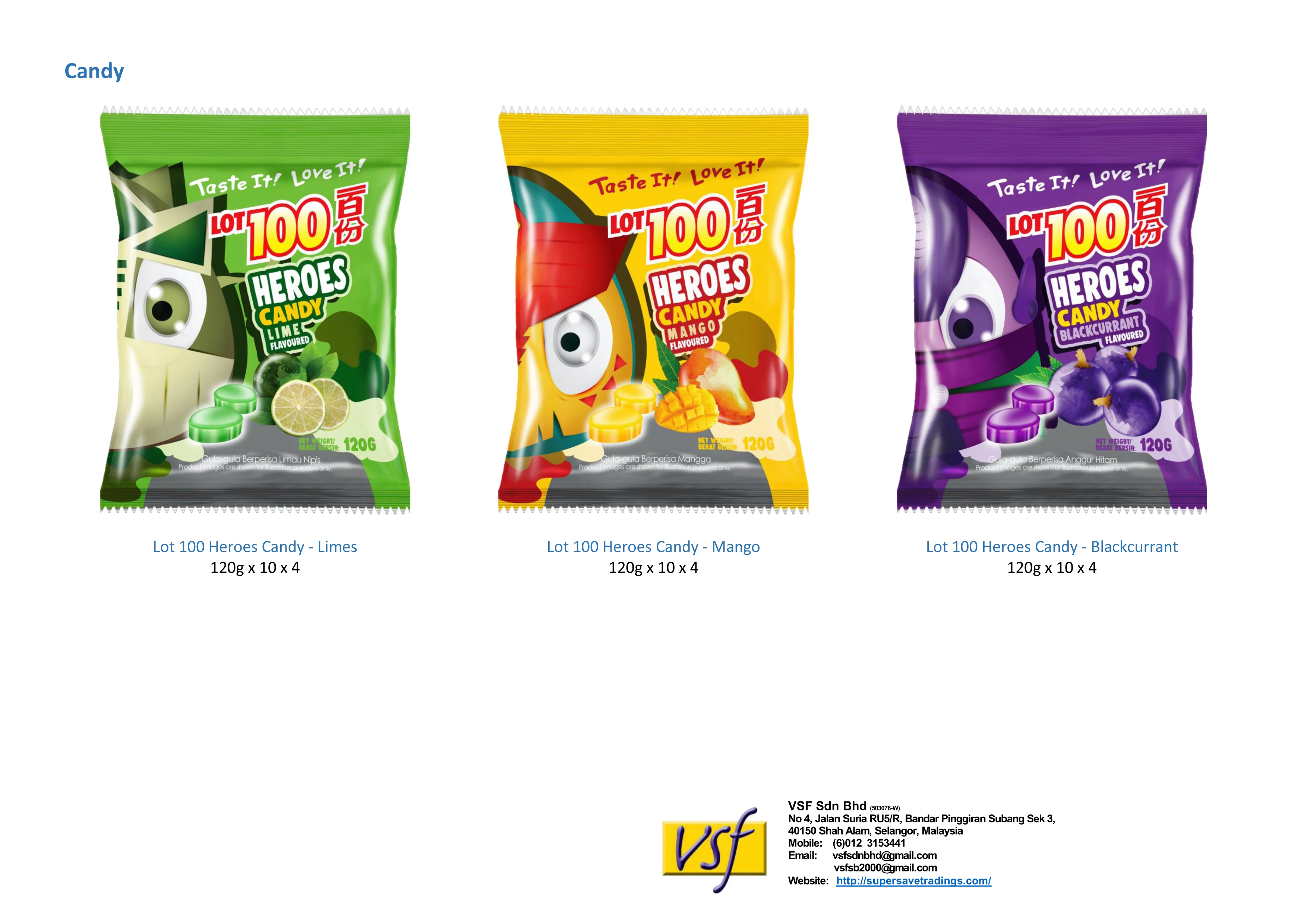 Lot 100 Gummy - Assorted Flavour Sweet 150g x 24 pkts