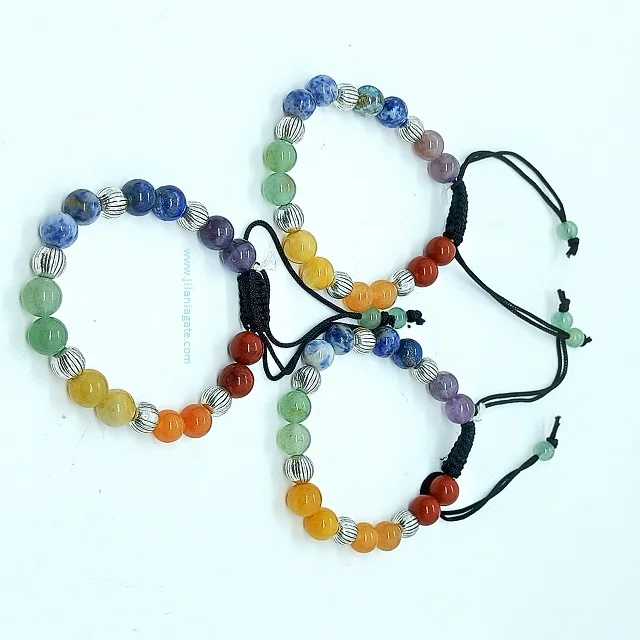New Fashion 8mm Gemstone Natural Agate Mix Bead Round Bracelet Stone Wholesale Bracelet Adjustable Women Men |Buy Jilaniagate