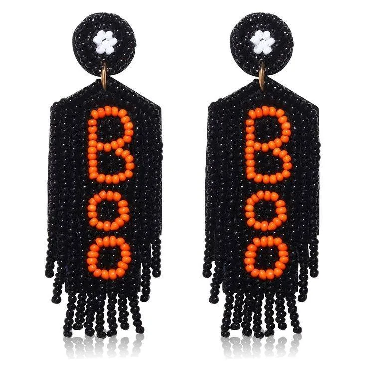 Purple beaded game day football earrings red beaded game day football embroidery seed bead earrings Etsy