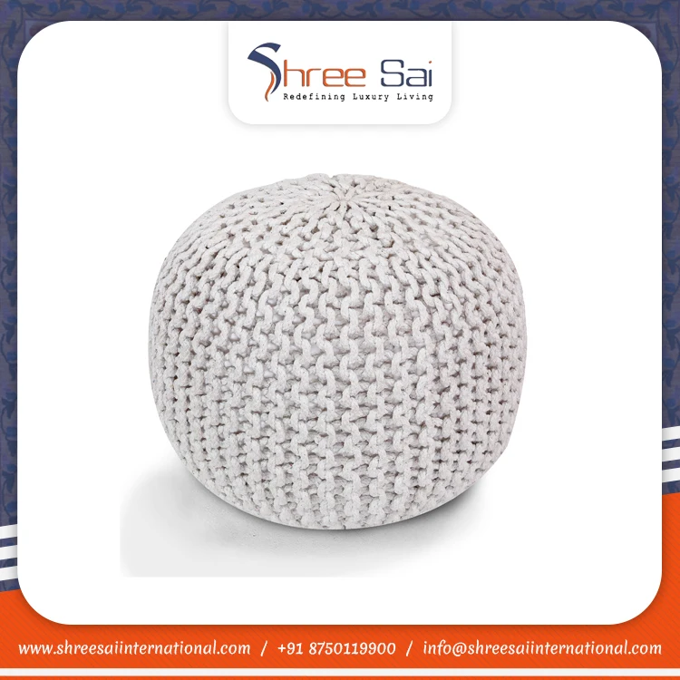 Factory Direct Sales Of Natural Color 100% Cotton Soft and Comfortable Round Pouf for Home At Exclusive Range