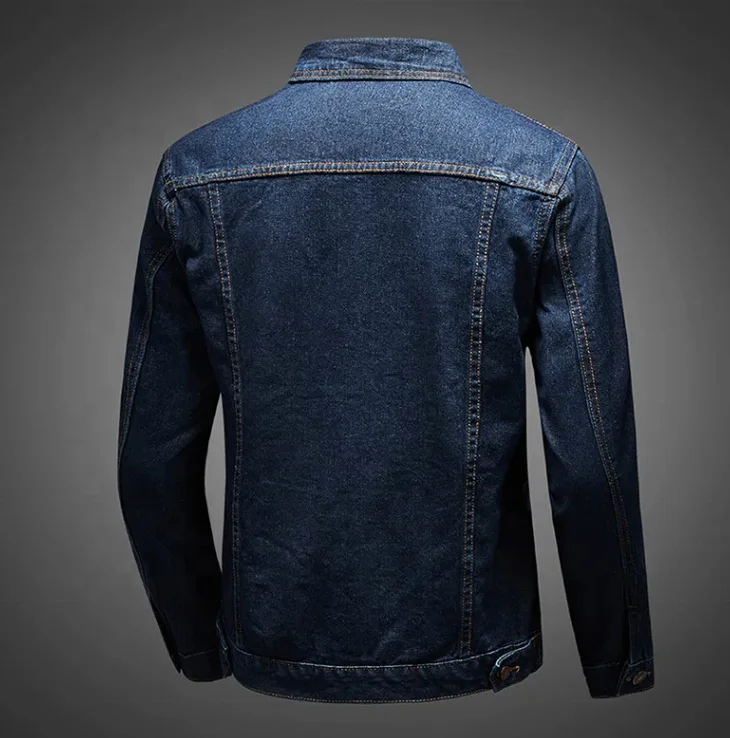 Wholesale blank men denim jacket long sleeve single button denim cowboy black jeans jacket for men