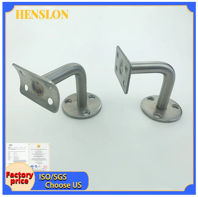 Stainless steel stair handrail bracket accessories wall holding arc flat tube support  fixed hardware