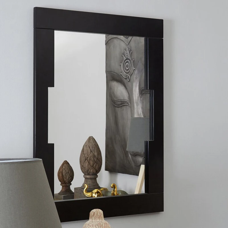 Black Sleek Square Wall-Mounted Makeup Mirror, High-Definition Reflection, Essential for Home Beauty Routine