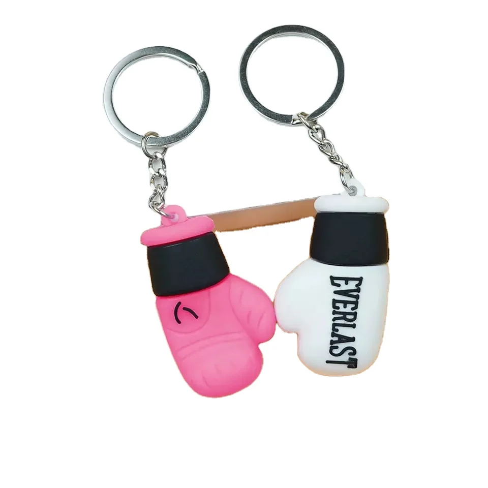 Custom Made Mini Boxing Gloves Keychain PVC Leather Metal Punching Bag Car Home Office Hanging Accessory Custom Logo-Wholesale