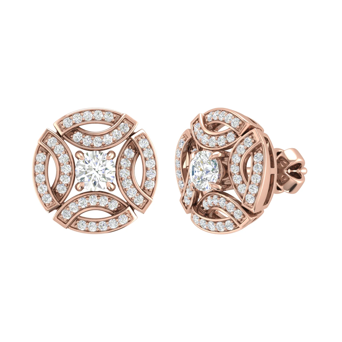 18k Gold Colored Rose Gold IGI Certified Lab Grown Diamond Stud Earrings for Women Handmade Bulk Product