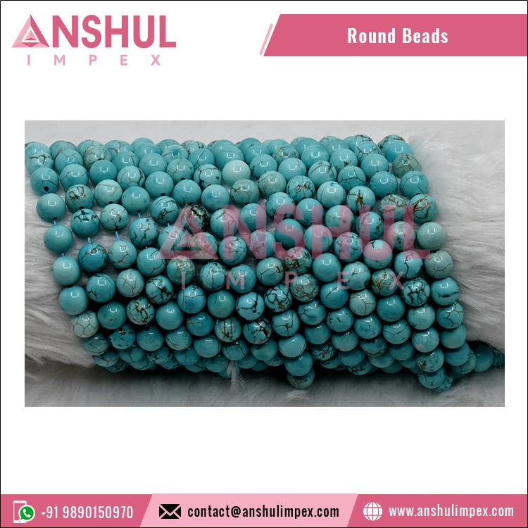 Elegant Turquoise Howlite Healing Gemstone Loose Round Beads Sd Sttrands 10MM Rounone Beads for Jewelry, Necklace Making