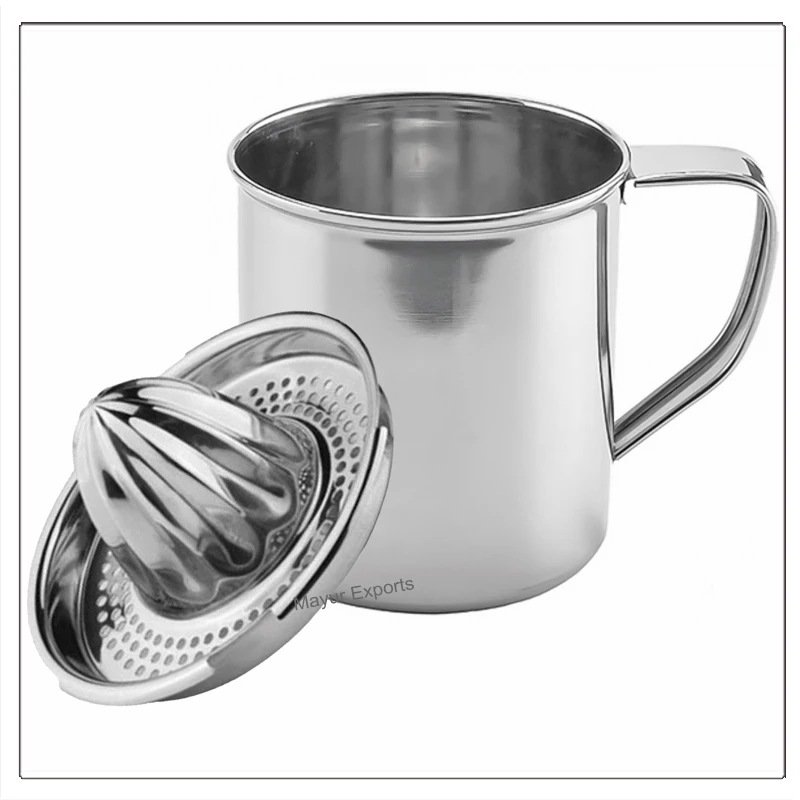 Stainless Steel Manual Lemon Squeezer with Mug Metal self Citrus Juicer with Mug