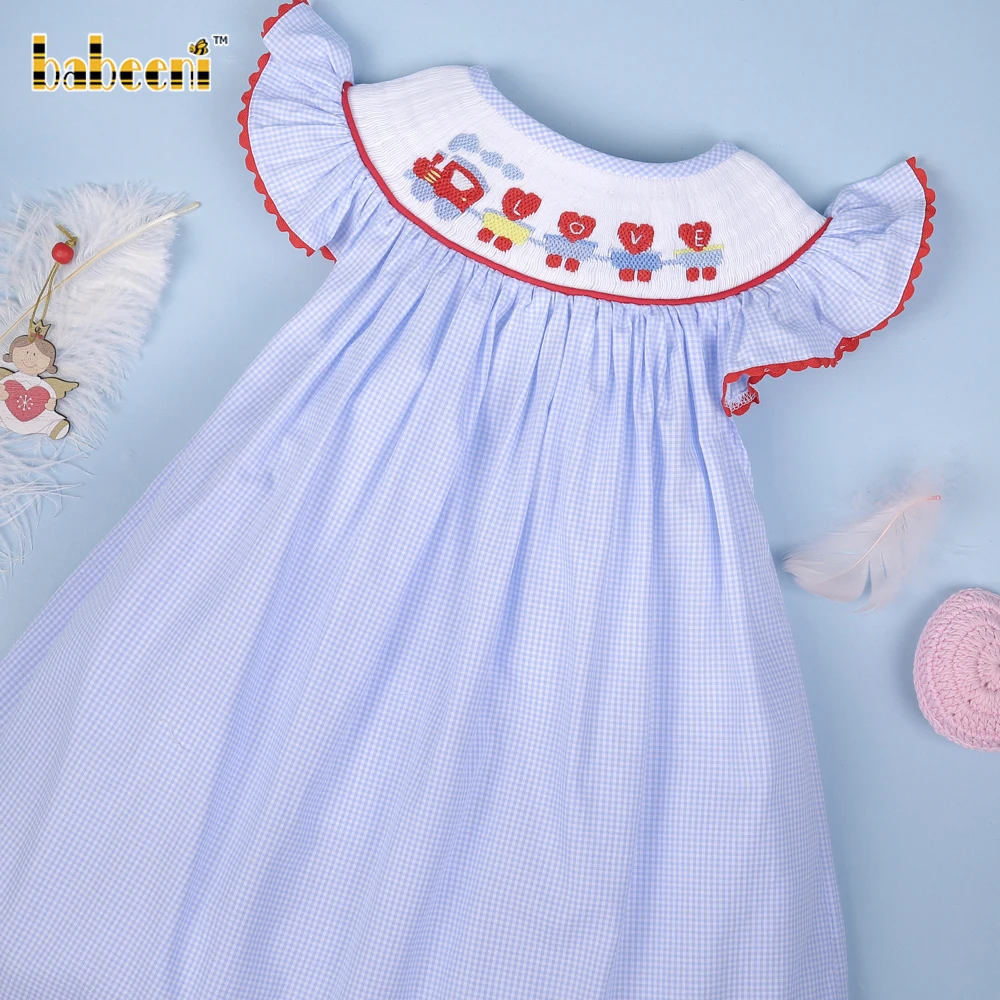 Train of Love hand smocked bishop dress ODM OEM wholesale smocked girl dress high quality - BB2823