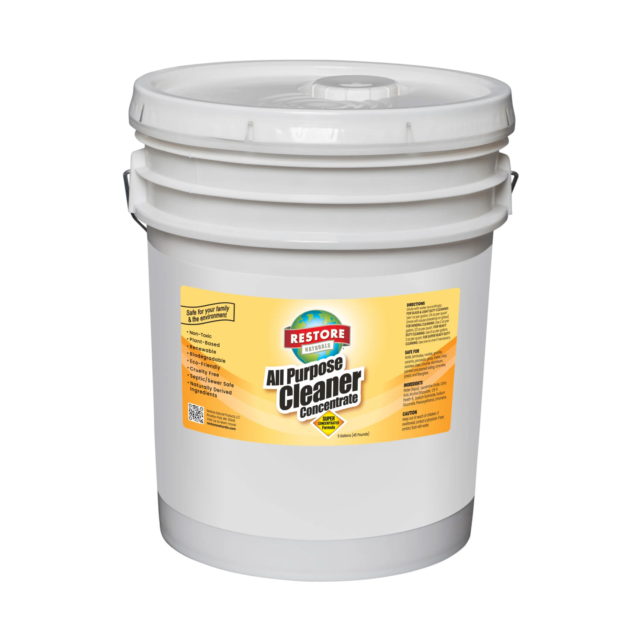 A Biodegradable, Renewable All Purpose Concentrate Cleaner that is Septic and Sewer Safe (5 Gallon Pail)