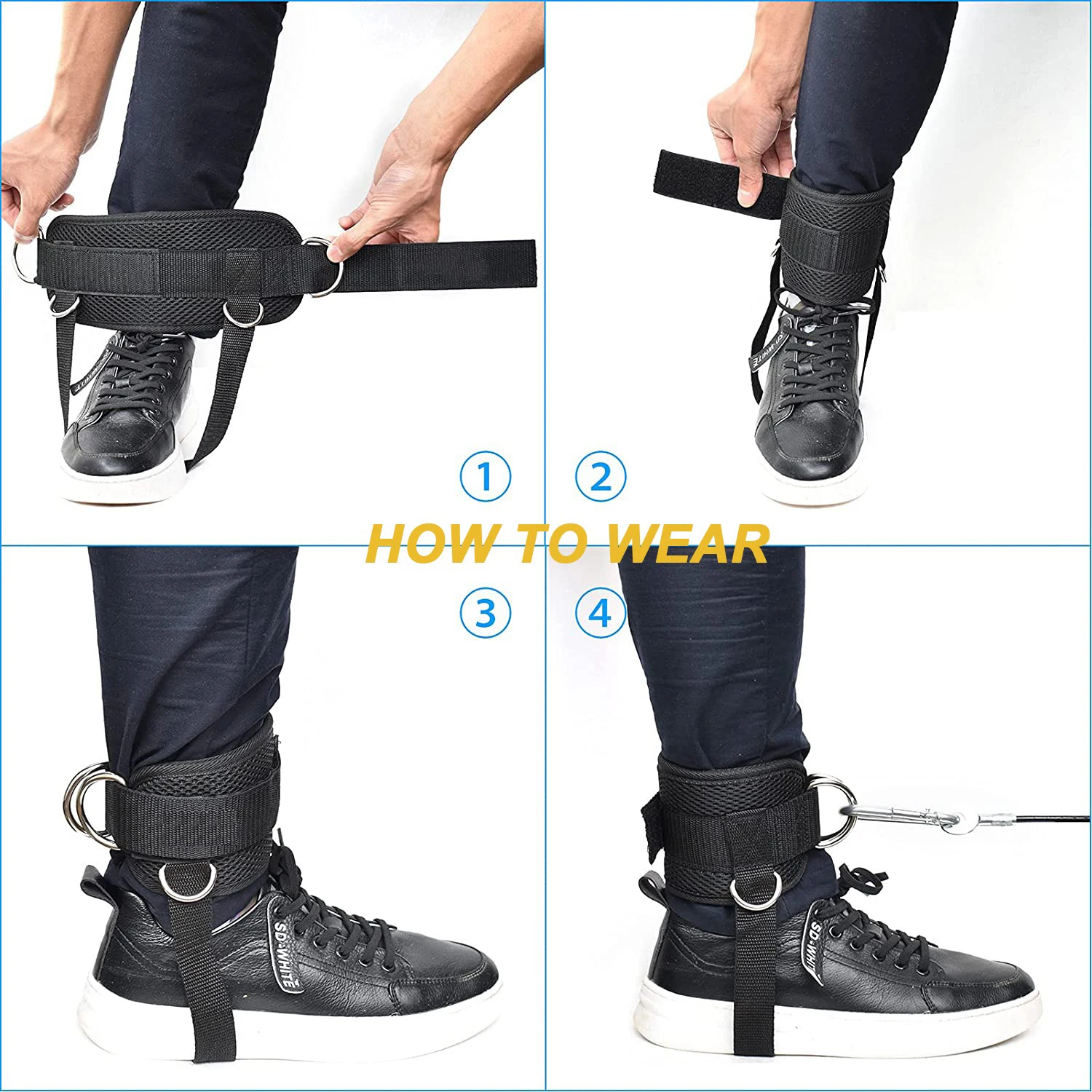 Customization Fitness Accessories Gym Ankle Straps for Cable Machines Ankle Straps Adjustable Ankle Straps