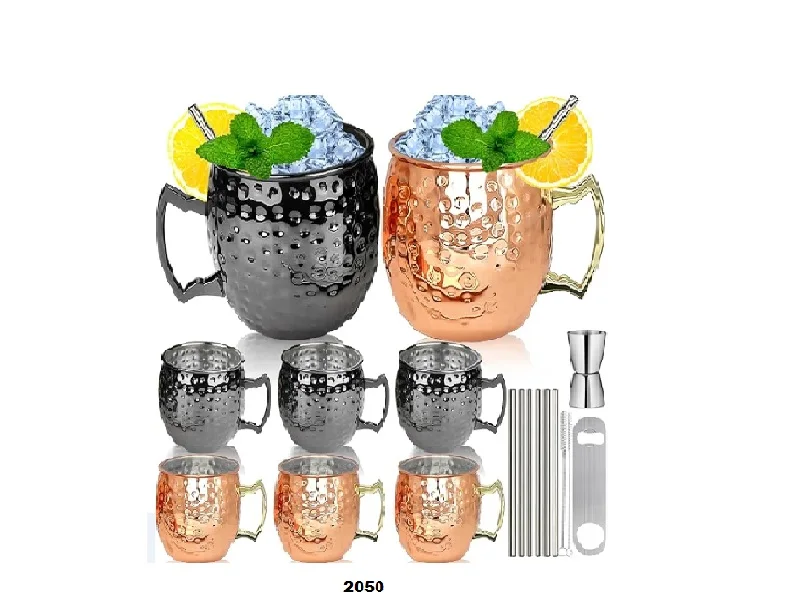 Hammered Antique Copper Moscow Mule Mugs Set Of 8 For Drinking Water & Wine & For Gift  Wedding & Party