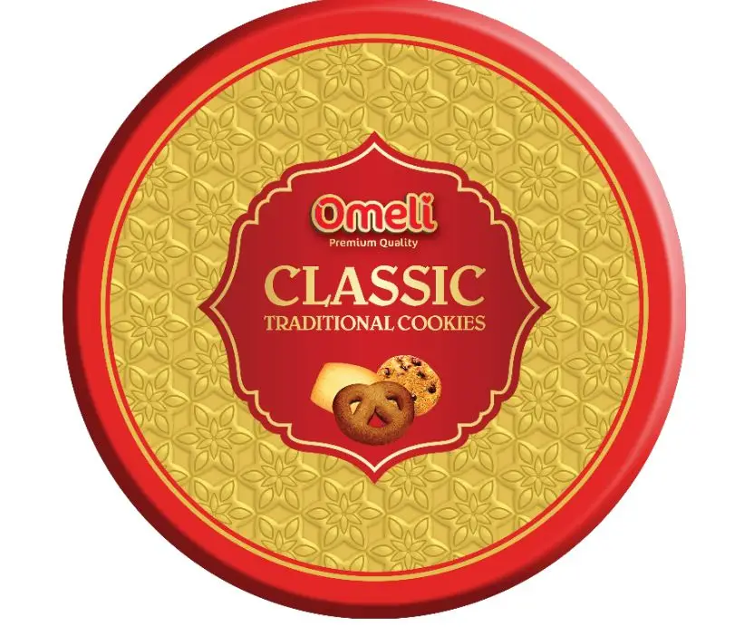Premium Quality Hot New Top Selling - Omeli Brand Tasty Assorted Cookies in Round Tin Box 362g 12 month shelf-life