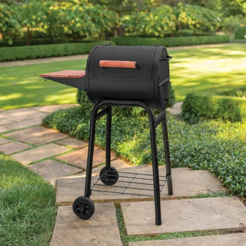 NEW PRODUCT Patio Pro Charcoal Grill, Model E1515 Compact Grill with Cast Iron Grates and Premium Wood Shelf