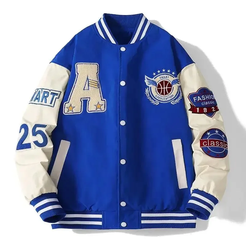 OEM Manufacturer  Embroidery leather Print StreetWear Baseball Custom Logo Coat for Men Cropped Bomber   Jacket