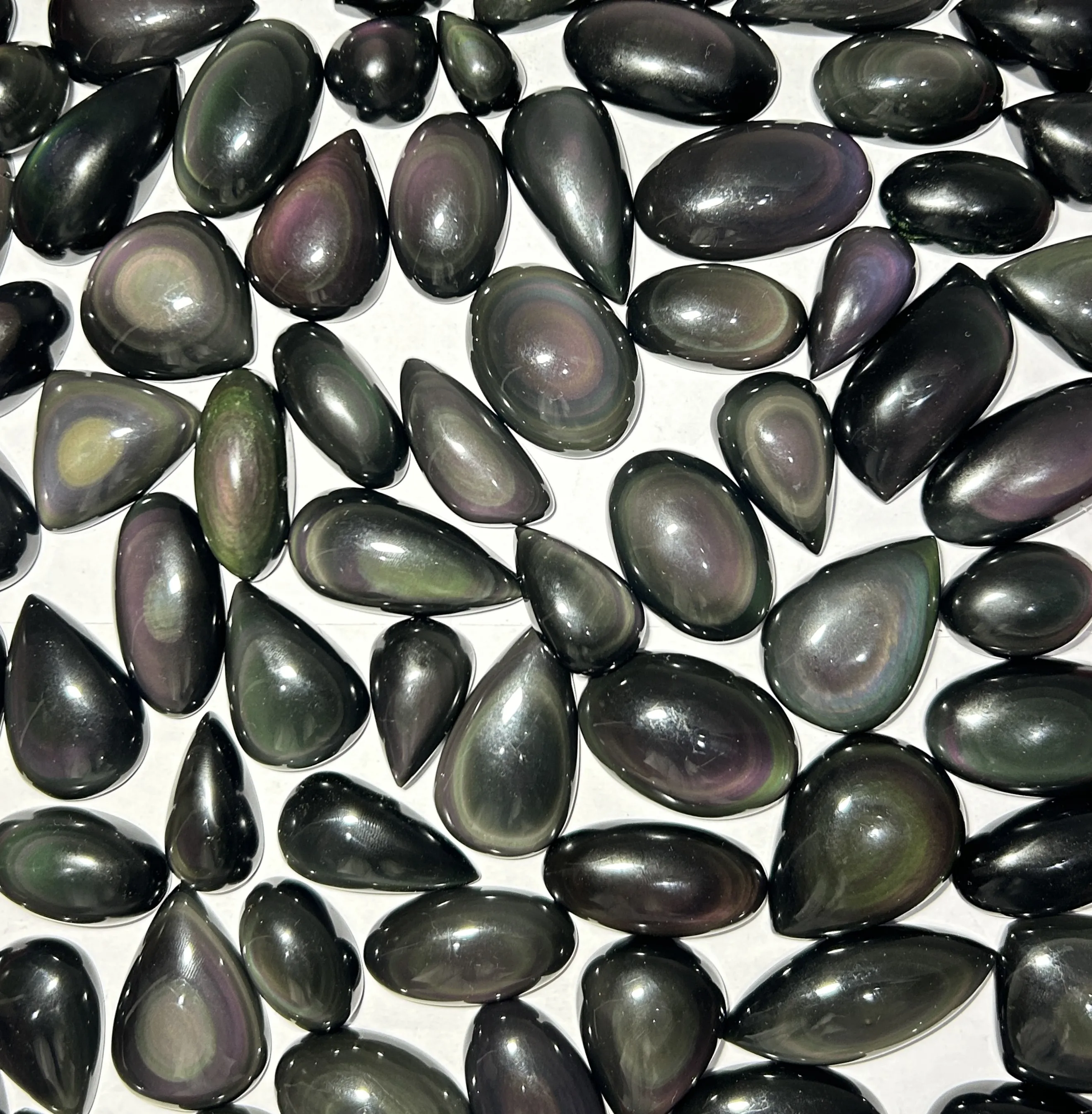 Natural Rainbow Flashy Obsidian Cabochon Lot Multi Flashy Rainbow Obsidian Wholesale Attractive Gemstones For Making Wow Jewelry
