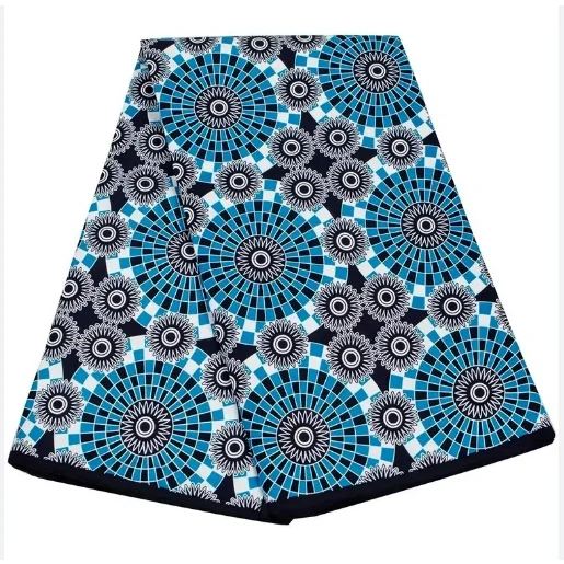 Wholesale Blue Color Ankara and Hollandais Style Fabric African Wax Print 100% Cotton Fabric for Clothing