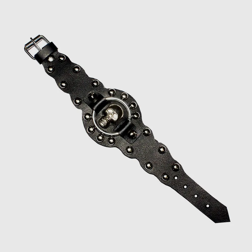 HMB-405A LEATHER WRIST WATCHBAND BRACELET GOTHIC CUFF WATCHBAND CUFFS