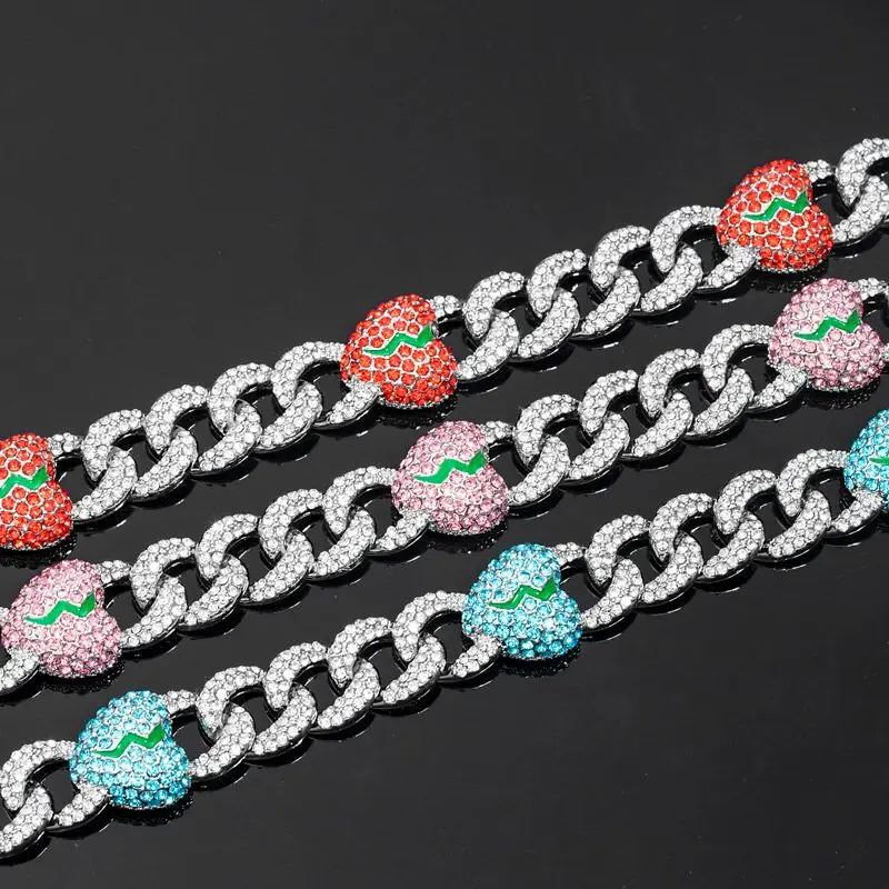 High Quality Men Fashion Heart Broken Lab Grown Diamond 14K Solid White Gold Cuban Link Chain Hip Hop Iced Out Necklace Jewelry