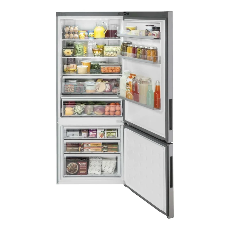 WHOLESALE  15 cu. ft. Bottom Mount Refrigerator Stainless Steel - Quick Cool and Freeze, LED Lighting, Adjustable Shelves