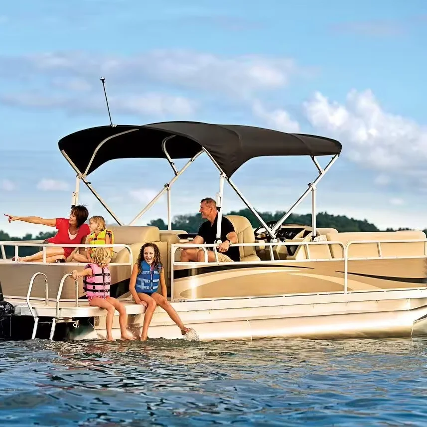 Factory High Quality Customized Electric Luxury Mini Barge Pontoon Boat for Leisure BBQ Family Floating Platform Water Party